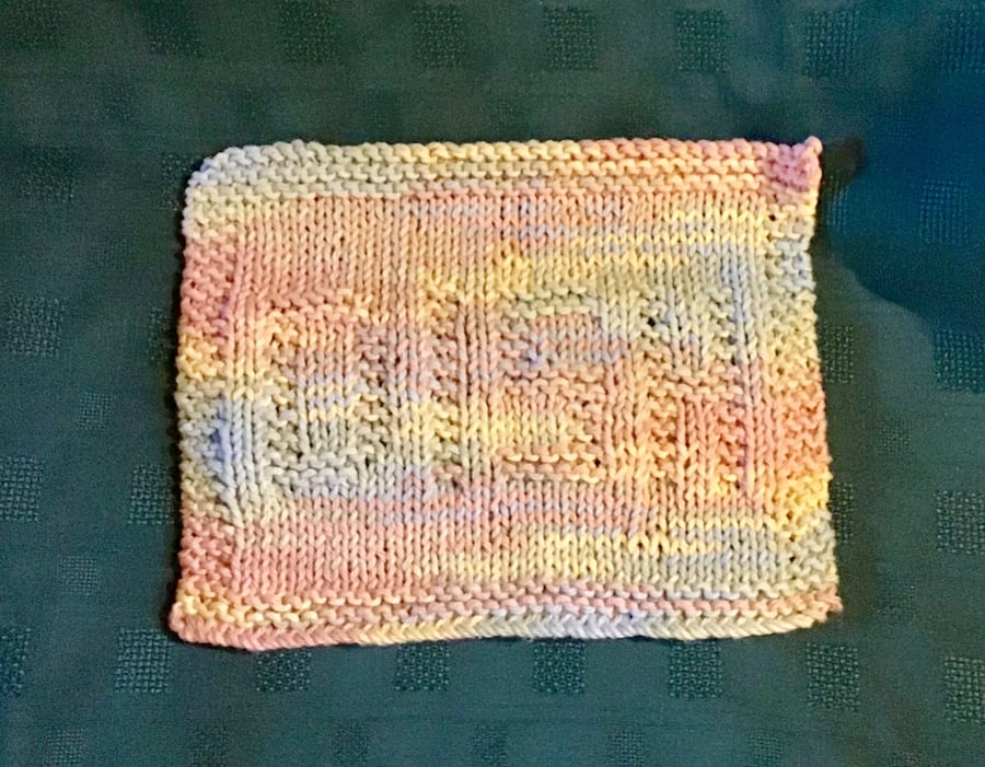 Cotton Dishcloth Hand Knit Pastel Multicoloured 
