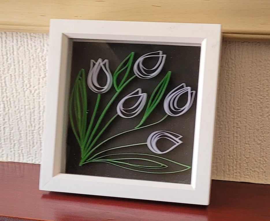 Framed quilled tulip art ideal gift
