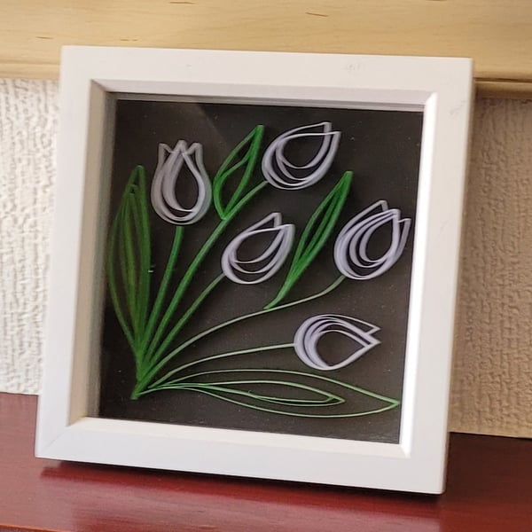 Framed quilled tulip art ideal gift