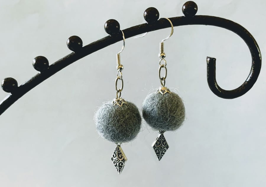  Merino wool ball earrings