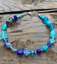 Blue Mix Beads & Sterling Silver Bracelet  - Image 1