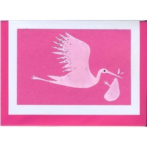 New Baby Stork, on pink