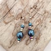 Beautiful Stardust Midnight Blue Pearl Bead Earrings - UK Free Post
