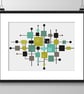 252A - Mid-Century Modern Squares Cross Stitch Pattern: Retro Art GREEN - Image 3