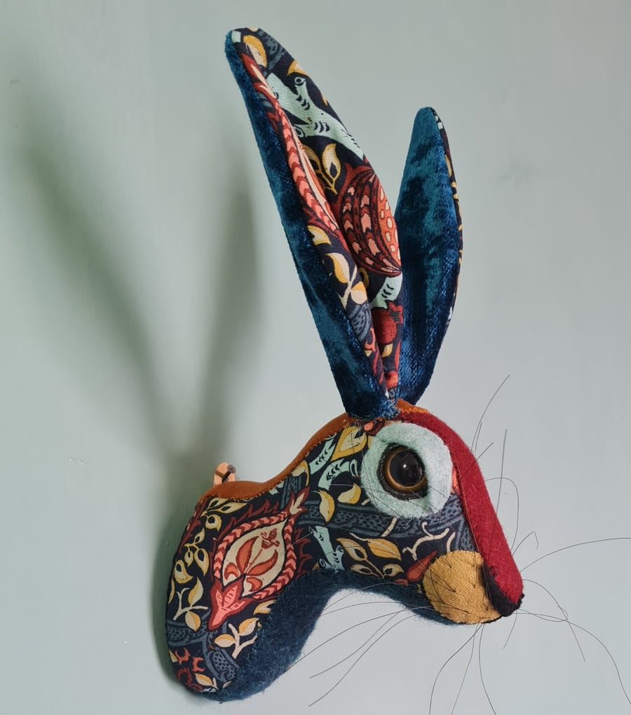 Bramwell Briar a hare in William Morris fabric