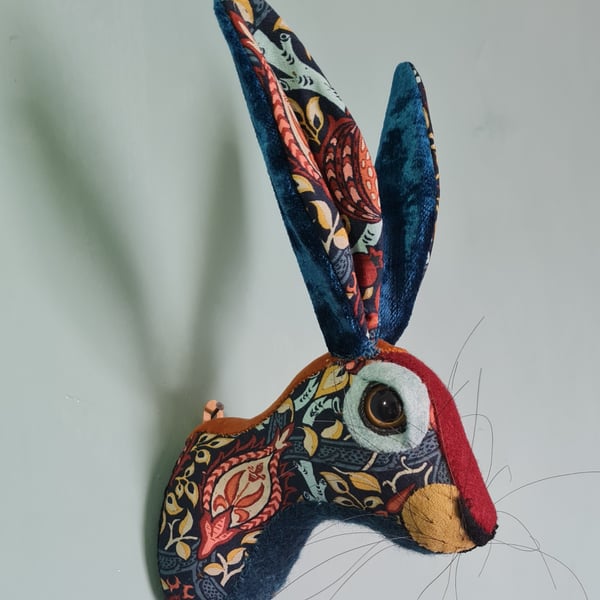 Bramwell Briar a hare in William Morris fabric