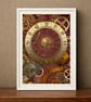Personal Astrological Art - Brass and Leather Astrology Chart - DOWNLOAD