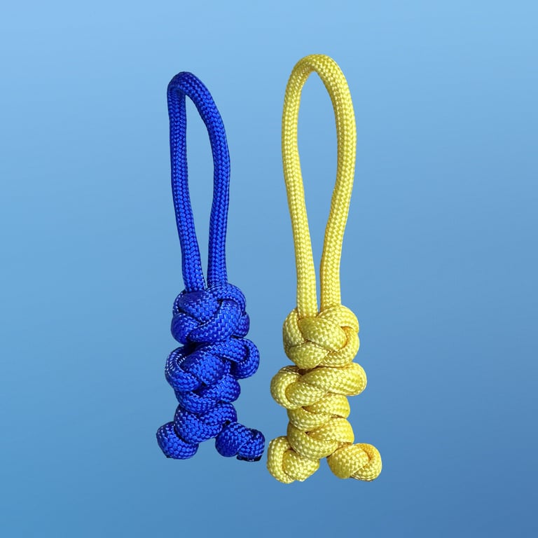 Handmade Paracord Buddy Zip Pull Duo - Primary Collection- Special Value 2 Pack