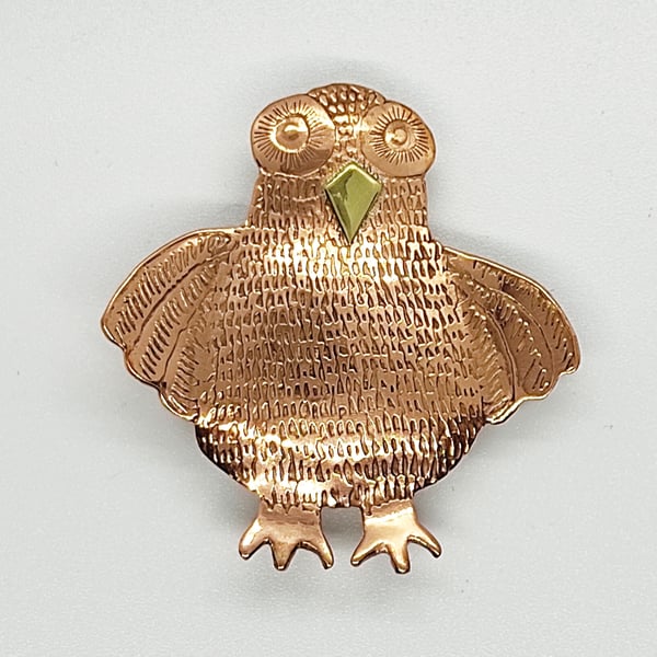 Copper owl brooch