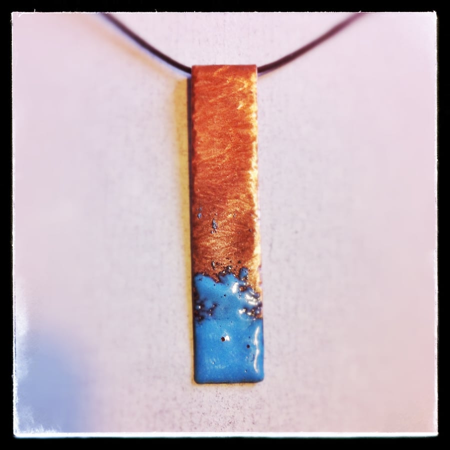 Sea spray copper enamelled pendant