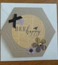 Hexagonal Bee Happy Card - Bees and Flowers - Image 1