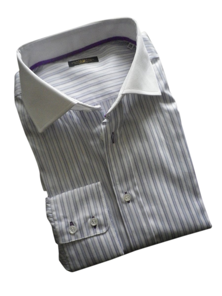 White contrast collar, lilac stripe, 16.5" or 17", free shipping