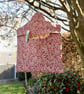 Peg bag in fern printed linen dark pink colour with floral lining - Image 2