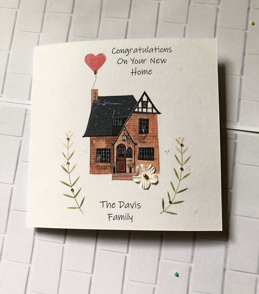 New Home, Congratulations card, Personalised &Handmade