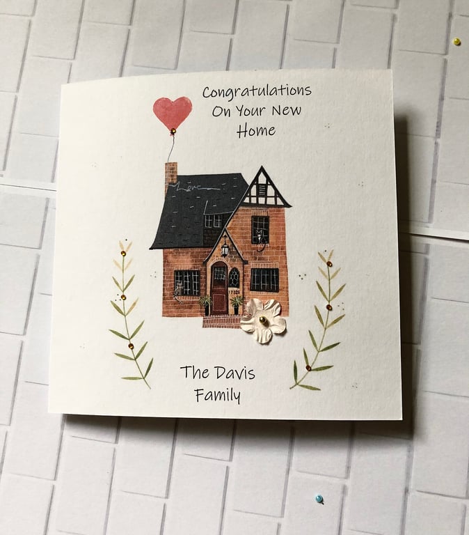 New Home, Congratulations card, Personalised &Handmade
