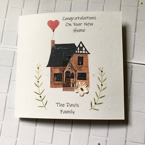 New Home, Congratulations card, Personalised &Handmade