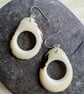 Handmade dangle white hoop tagua nut  earrings - Image 2