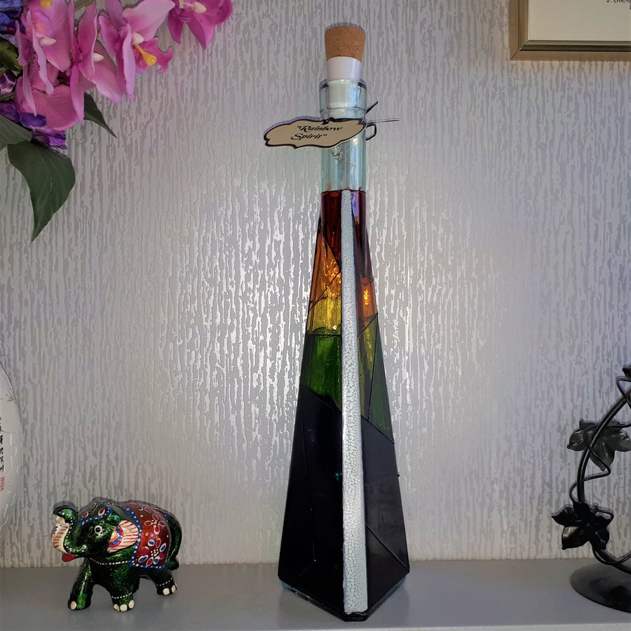 Rainbow Spirit - Handpainted Bottle Light