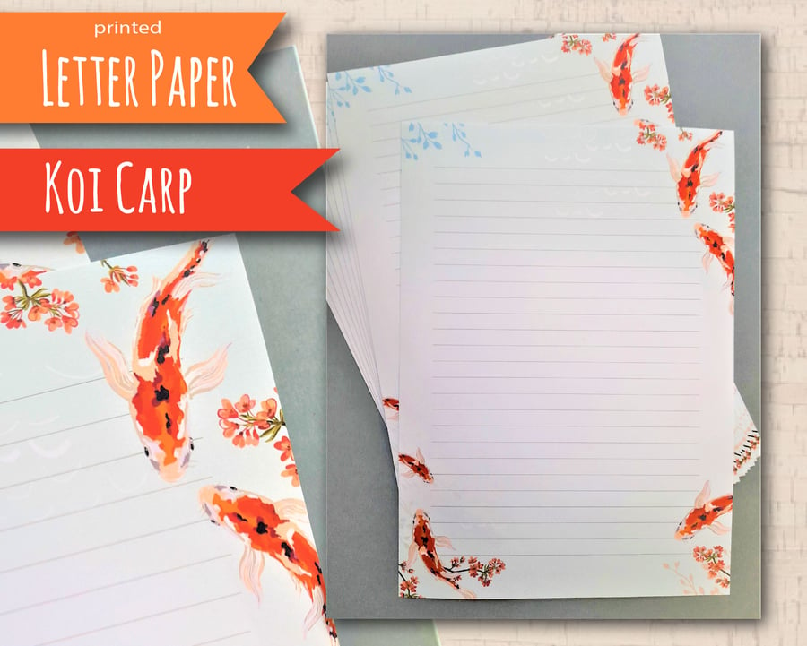 Letter Writing Paper Koi Carp Fish