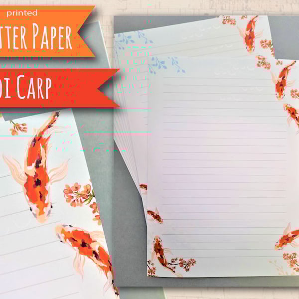 Letter Writing Paper Koi Carp Fish