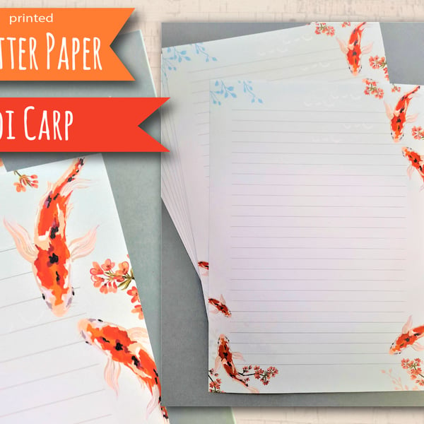 Letter Writing Paper Koi Carp Fish