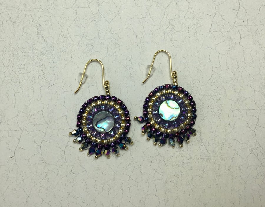 Abalone and Seed Bead Earrings