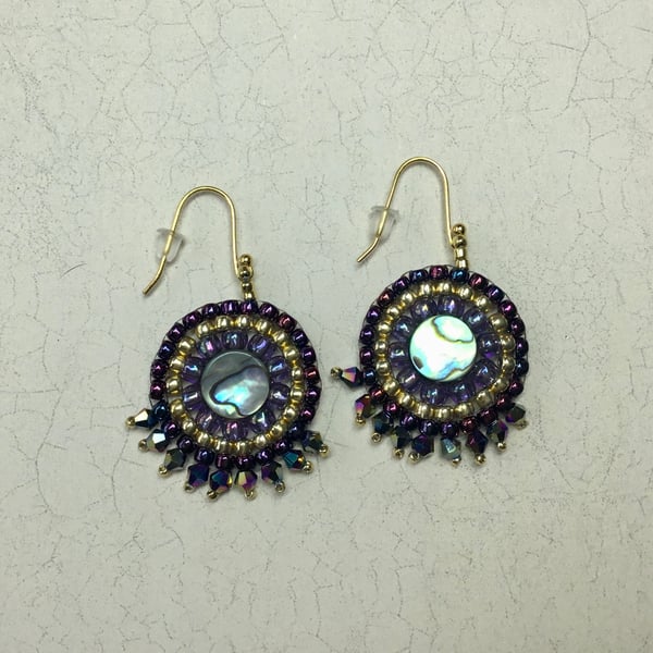 Abalone and Seed Bead Earrings