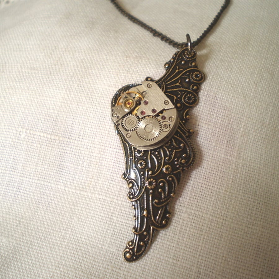 Steampunk Angel Wing Necklace