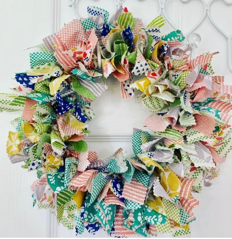 Fabric rag wreath 