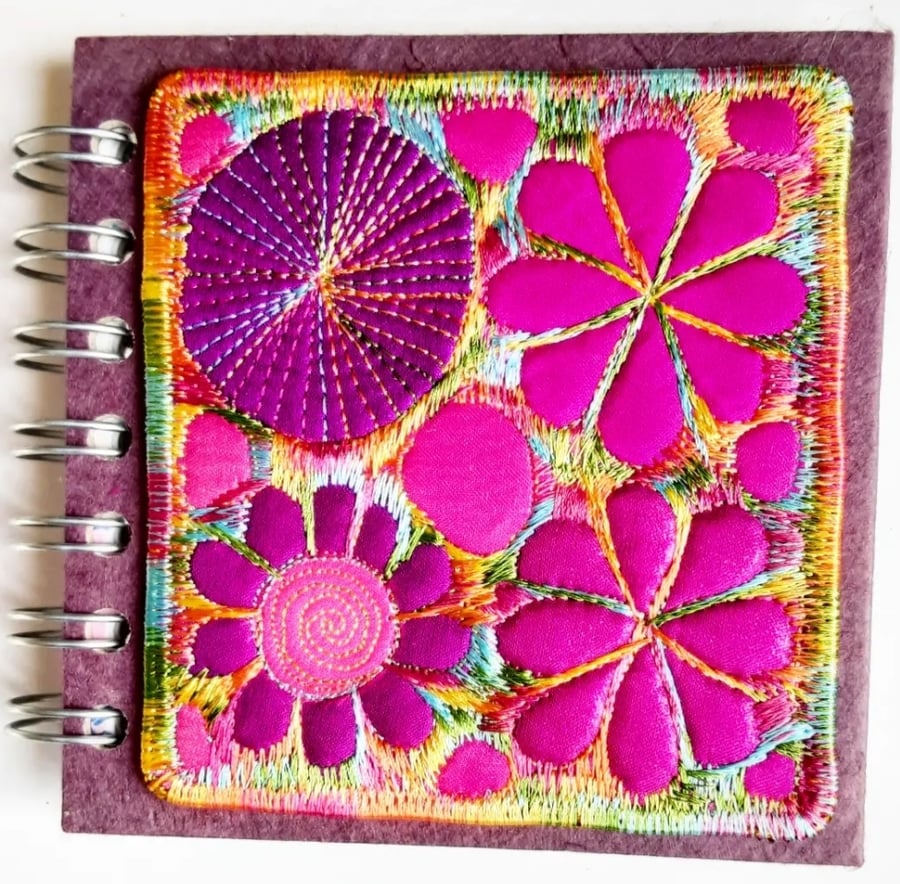 Sketchbook Spiral Bound Square 4 x 4 inches Free Machine Embroidery Cover