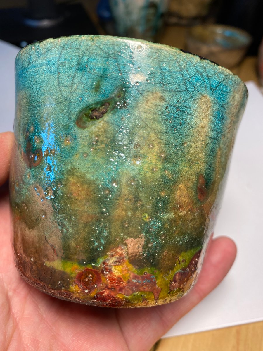 Raku fired ceramic pot, succulent planter (664)