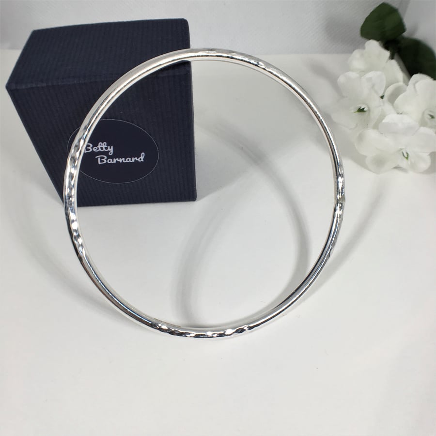 Sterling Silver Bangle with Charm -  Hallmarked