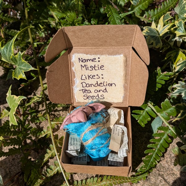 Blue sleeping fairy, goblin art doll, adoption 