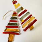 Fused glass stripes Christmas tree decoration 