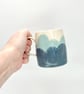 Handmade Mug Tea Coffee Blue Clouds Birthday Thank You Pottery Gift