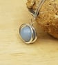 Minimalist Angelite circle pendant necklace. Reiki charged