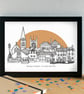 Maryport Cumbria Skyline Art Print - Image 2