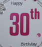 30th Birthday Card - Hot Pink Wreath Design  - Image 2