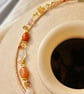 Gold Tone Double Strand Necklace with Amber-Coloured Crystal Drops  - Image 5