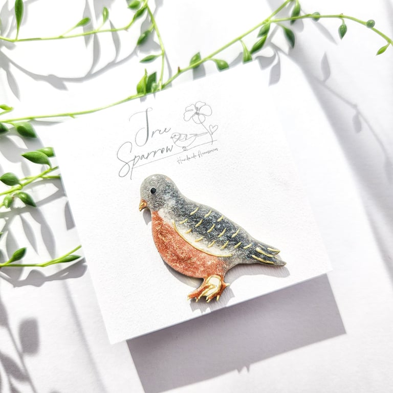 Hand-painted Bird Brooch