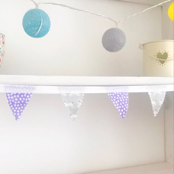 Lilac Polka Dot and Bunny Mini Bunting, Perfect  for an Easter Tree 