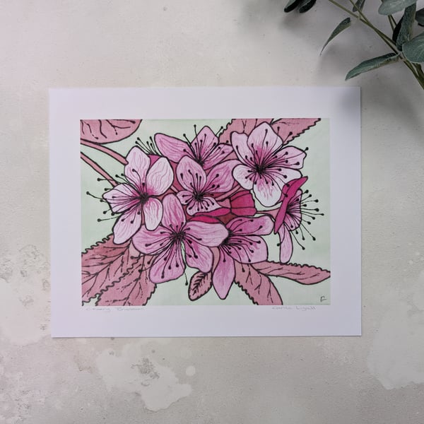 Cherry Blossom Print, Pink Flower Art - End of Line Print