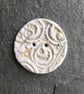 Porcelain buttons, 1 large round textured pale khaki and white size: 44mm - Image 1