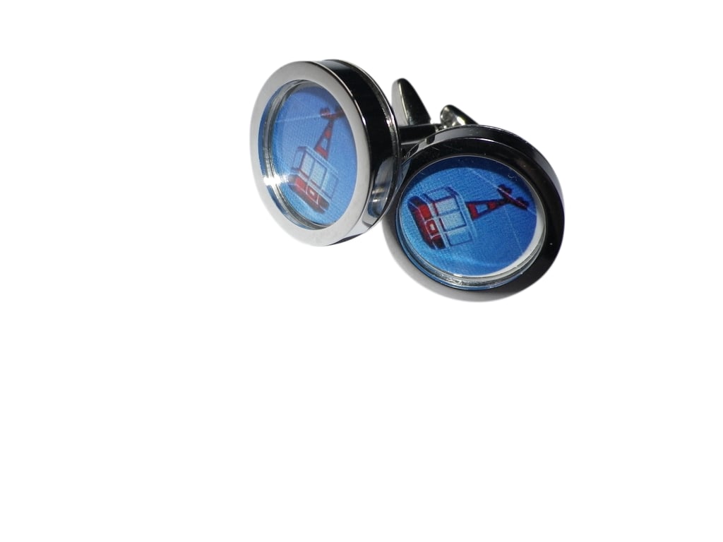 Cable Car cufflinks free shipping, gift wrapped, dramatic image, Ref 9717