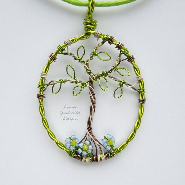 Silver Birch tree of life pendant necklace, unique wearable wire art