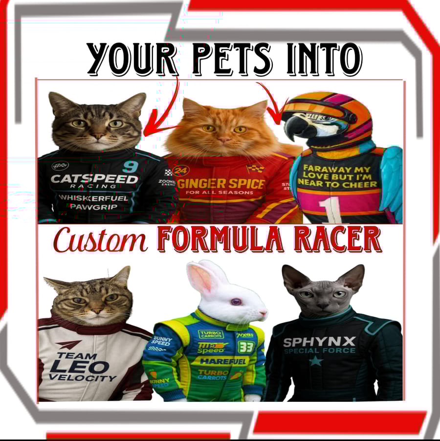 Custom Pet PortraitFormula Racer Edition A4 Glossy Print (240gsm)