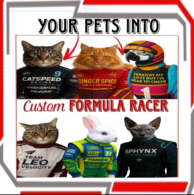 Custom Pet PortraitFormula Racer Edition A4 Glossy Print (240gsm)