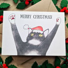 Tuxedo Cat Christmas Card, Cat Lover Christmas Card Merry Christmas from the Cat