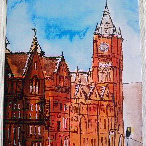 Victoria building Liverpool watercolour print A5