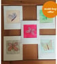 5 Butterfly hand drawn mini pictures in aperture mount cards, 1 card or set of 5 - Image 1